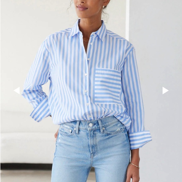 AYR Lavender and White Striped Button Down Shirt The Deep End - Picture 1 of 6